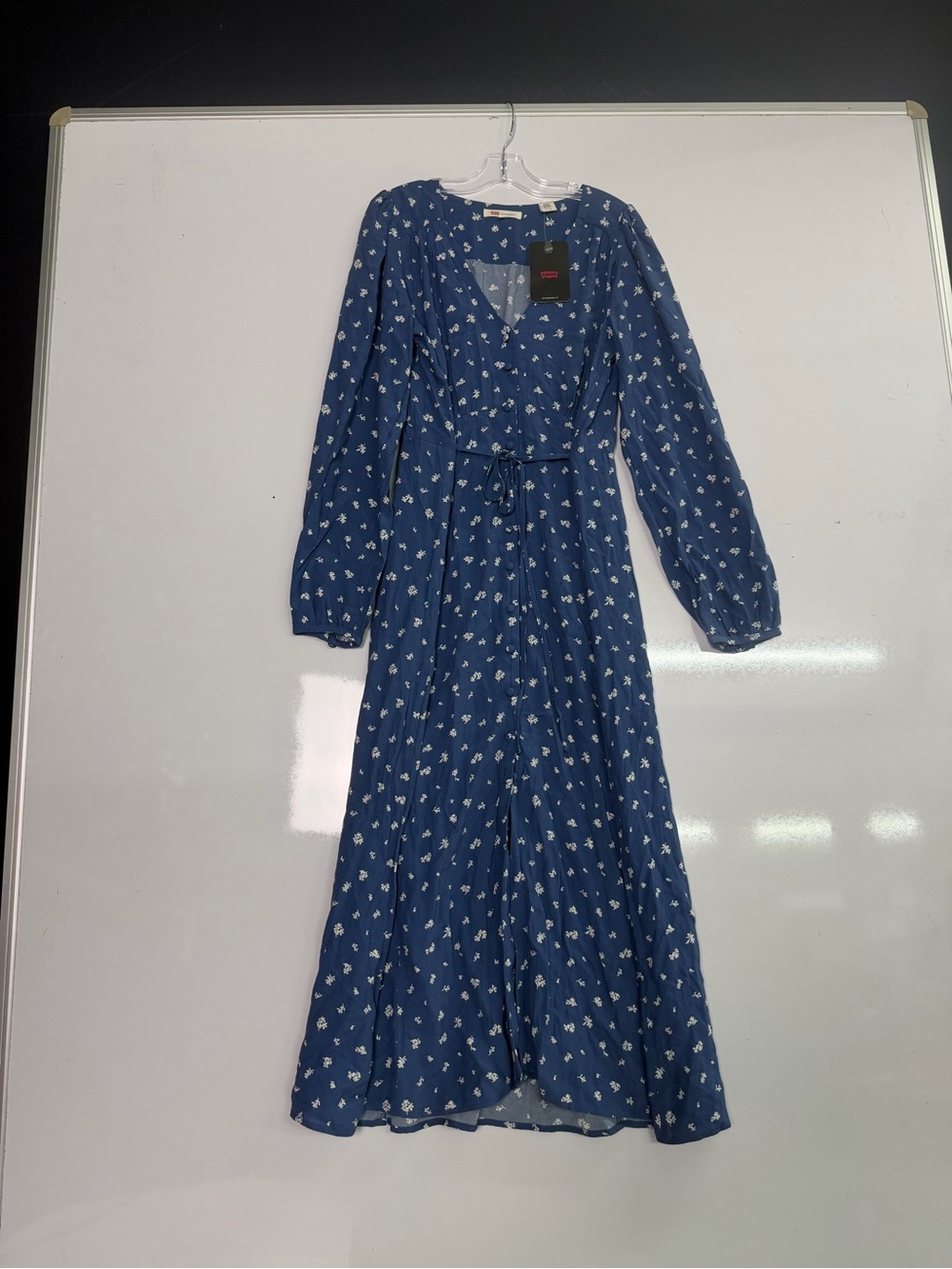 Levi's Navy Blue Floral Long-Sleeve Maxi Dress